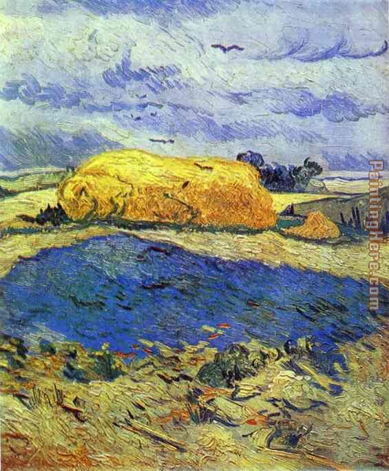 Haystack in Rainy Day painting - Vincent van Gogh Haystack in Rainy Day art painting